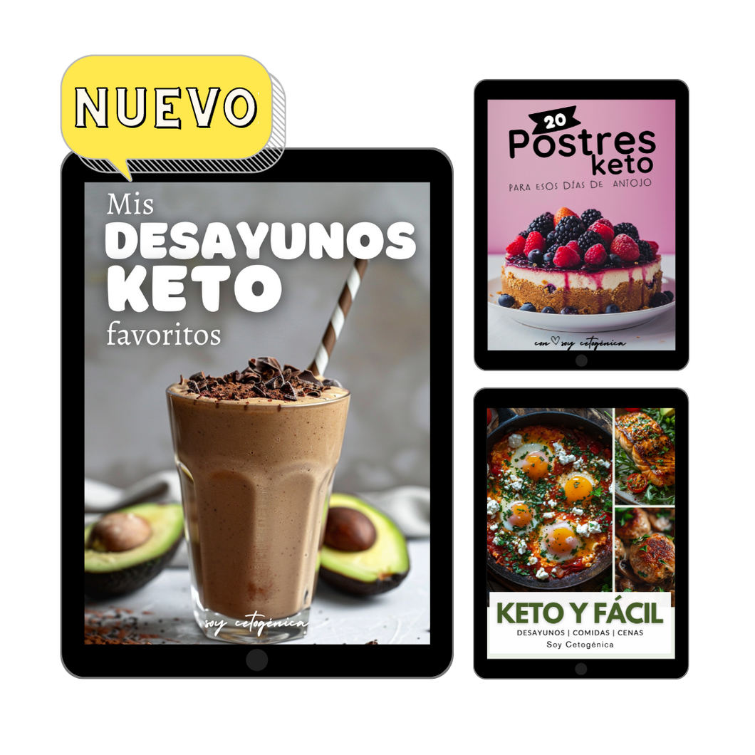 Paquete 3 libros: DESAYUNOS KETO + KETO Y FACIL + POSTRES KETO (Digital)