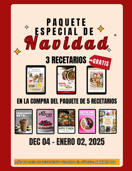 PAQUETE ESPECIAL DE 5 RECETARIOS + 3 RECETARIOS NAVIDEÑOS DE REGALO (Digital)